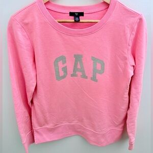 GAP Bright Pink Silver Glitter Logo Crewneck Sweatshirt XS